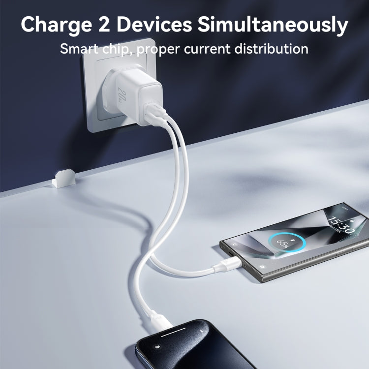 JOYROOM JR-TCF21 20W Dual Ports USB + Type-C Charger, Plug:UK Plug(White) - USB Charger by JOYROOM | Online Shopping South Africa | PMC Jewellery | Buy Now Pay Later Mobicred