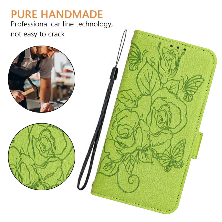 For Samsung Galaxy S25 Ultra 5G Embossed Rose RFID Anti-theft Leather Phone Case(Green) - Galaxy S25 Ultra 5G Cases by PMC Jewellery | Online Shopping South Africa | PMC Jewellery | Buy Now Pay Later Mobicred