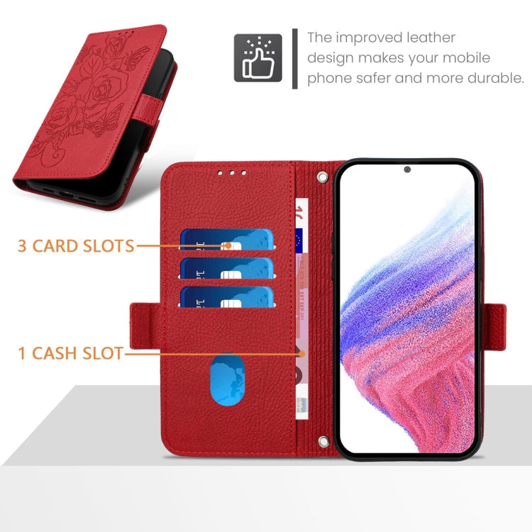 For Blackview Color 8 / Oscal Modern 8 Embossed Rose RFID Anti-theft Leather Phone Case(Red) - More Brand by PMC Jewellery | Online Shopping South Africa | PMC Jewellery | Buy Now Pay Later Mobicred