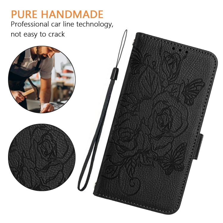 For Blackview Shark 8 Embossed Rose RFID Anti-theft Leather Phone Case(Black) - More Brand by PMC TechLife | Online Shopping South Africa | PMC TechLife | Buy Now Pay Later Mobicred