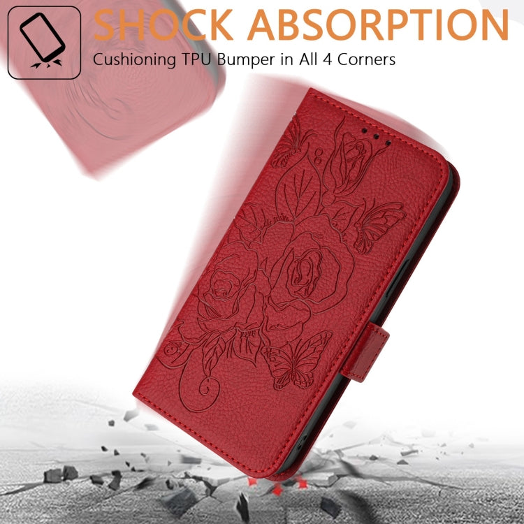 For Google Pixel 9 Pro XL Embossed Rose RFID Anti-theft Leather Phone Case(Red) - Google Cases by PMC TechLife | Online Shopping South Africa | PMC TechLife | Buy Now Pay Later Mobicred