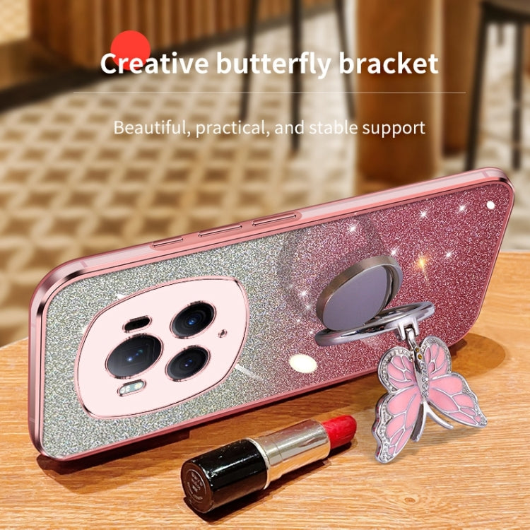 For Honor Magic6 Pro Plated Gradient Glitter Butterfly Holder TPU Phone Case(Purple) - free shipping - PMC Jewellery - Order now!