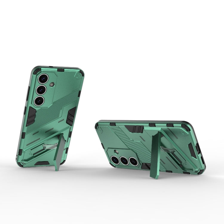 For Samsung Galaxy S25 5G Punk Armor 2 in 1 PC + TPU Shockproof Phone Case with Invisible Holder(Green) - Galaxy S25 5G Cases by PMC Jewellery | Online Shopping South Africa | PMC Jewellery | Buy Now Pay Later Mobicred