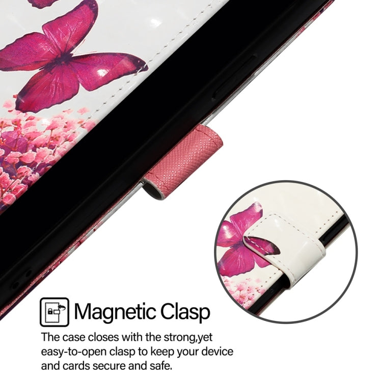 For Blackview Wave 6C 3D Painting Horizontal Flip Leather Phone Case(Rose Butterfly) - More Brand by PMC TechLife | Online Shopping South Africa | PMC TechLife | Buy Now Pay Later Mobicred
