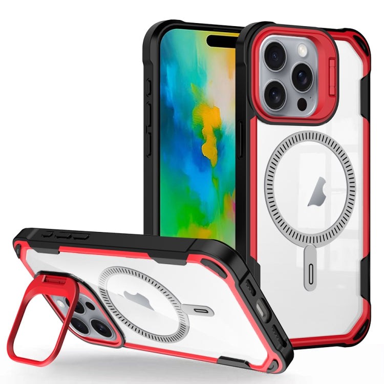 For iPhone 16 Pro Max Transparent Acrylic MagSafe Lens Holder Phone Case(Red) - iPhone 16 Pro Max Cases by PMC Jewellery | Online Shopping South Africa | PMC Jewellery | Buy Now Pay Later Mobicred