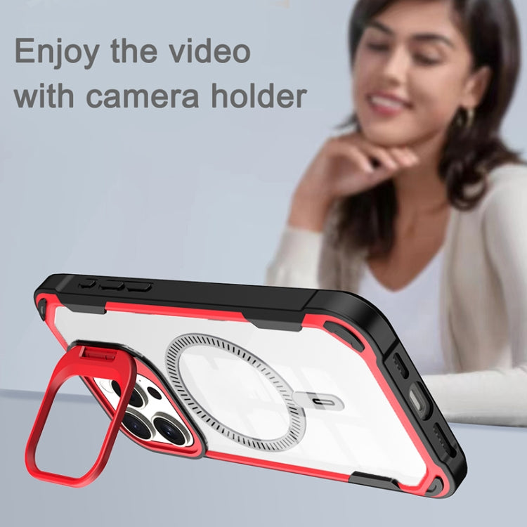 For iPhone 16 Plus Transparent Acrylic MagSafe Lens Holder Phone Case(Blue) - iPhone 16 Plus Cases by PMC TechLife | Online Shopping South Africa | PMC TechLife | Buy Now Pay Later Mobicred