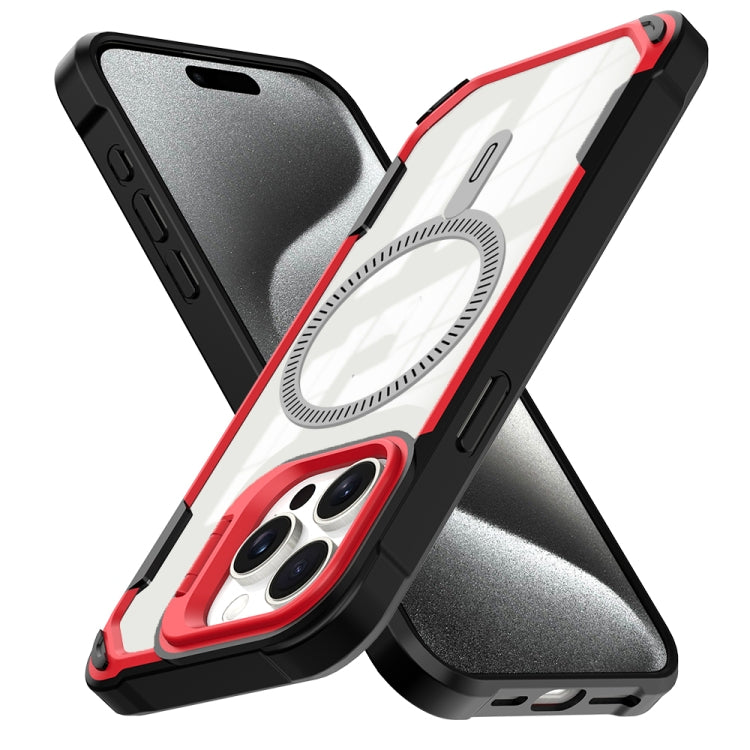 For iPhone 16 Transparent Acrylic MagSafe Lens Holder Phone Case(Orange) - iPhone 16 Cases by PMC TechLife | Online Shopping South Africa | PMC TechLife | Buy Now Pay Later Mobicred