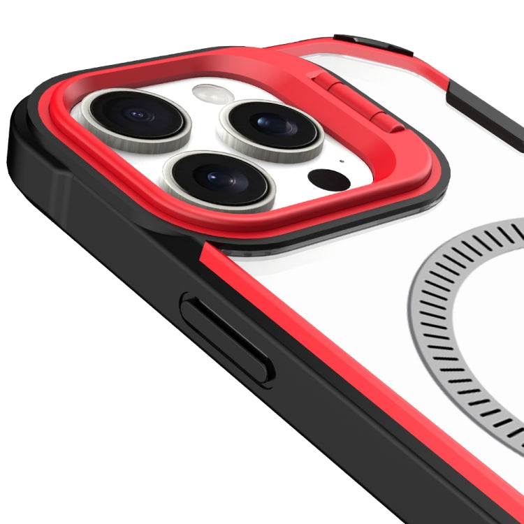 For iPhone 16 Transparent Acrylic MagSafe Lens Holder Phone Case(Orange) - iPhone 16 Cases by PMC TechLife | Online Shopping South Africa | PMC TechLife | Buy Now Pay Later Mobicred