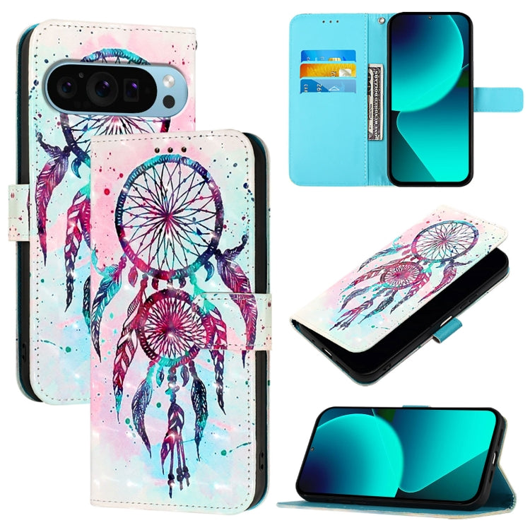 For Google Pixel 9 / 9 Pro 3D Painting Horizontal Flip Leather Phone Case(Color Drop Wind Chimes) - Google Cases by PMC Jewellery | Online Shopping South Africa | PMC Jewellery | Buy Now Pay Later Mobicred