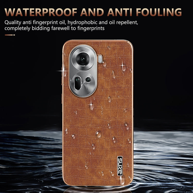 For OPPO Reno11 Global AZNS Electroplated Frame Crocodile Texture Full Coverage Phone Case(Blue) - Reno11 Cases by AZNS | Online Shopping South Africa | PMC Jewellery | Buy Now Pay Later Mobicred