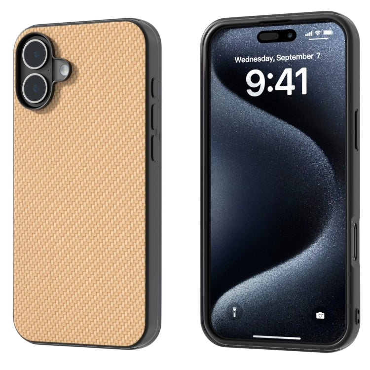 For iPhone 16 Plus Carbon Fiber Texture Protective Phone Case(Gold) - iPhone 16 Plus Cases by PMC Jewellery | Online Shopping South Africa | PMC Jewellery | Buy Now Pay Later Mobicred