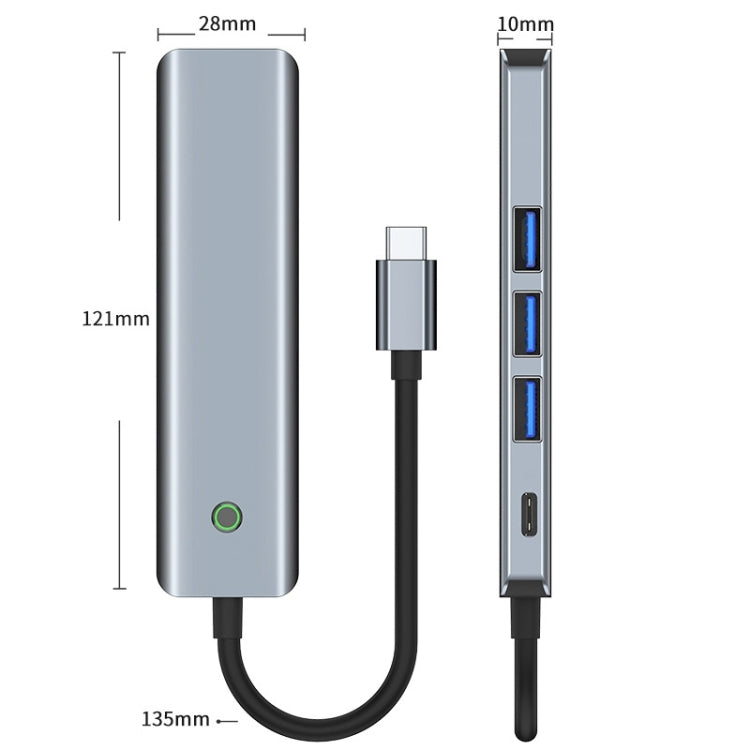 BYL-2319 5 in 1 USB-C / Type-C to USB3.0+USB-C / Type-C+HDTV Multi-function Docking Station(Grey) - USB HUB by PMC Jewellery | Online Shopping South Africa | PMC Jewellery | Buy Now Pay Later Mobicred