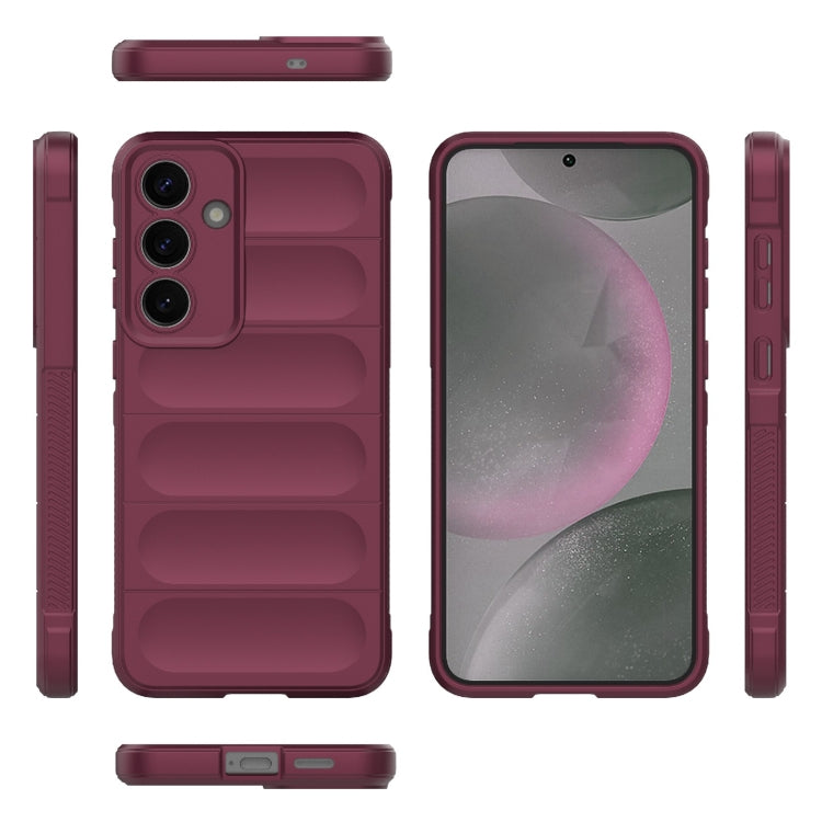 For Samsung Galaxy S25+ 5G Magic Shield TPU + Flannel Phone Case(Wine Red) - Galaxy S25+ 5G Cases by PMC Jewellery | Online Shopping South Africa | PMC Jewellery | Buy Now Pay Later Mobicred