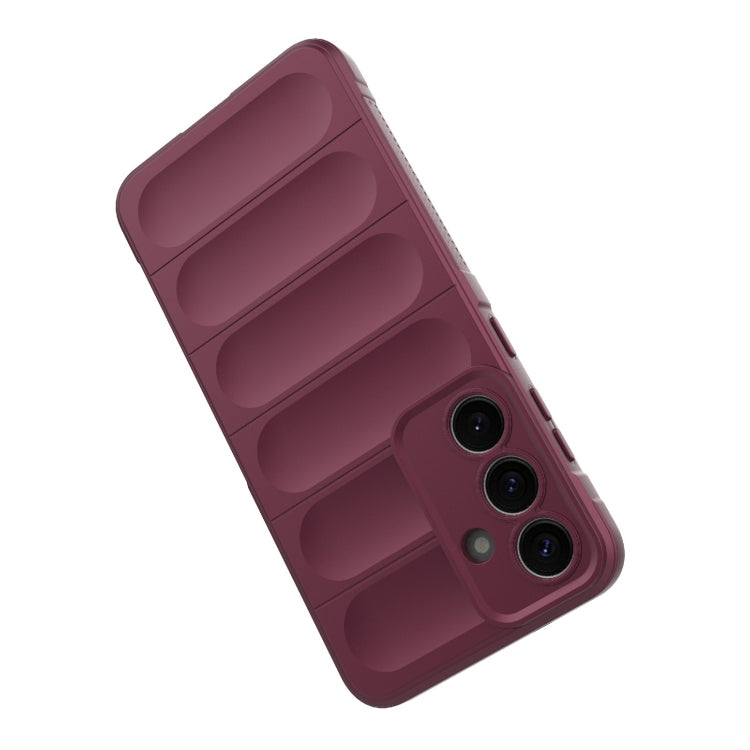 For Samsung Galaxy S25+ 5G Magic Shield TPU + Flannel Phone Case(Wine Red) - Galaxy S25+ 5G Cases by PMC Jewellery | Online Shopping South Africa | PMC Jewellery | Buy Now Pay Later Mobicred