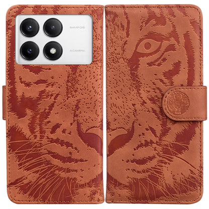 For Redmi K70 / K70 Pro Tiger Embossing Pattern Flip Leather Phone Case(Brown) - K70 Cases by PMC Jewellery | Online Shopping South Africa | PMC Jewellery | Buy Now Pay Later Mobicred