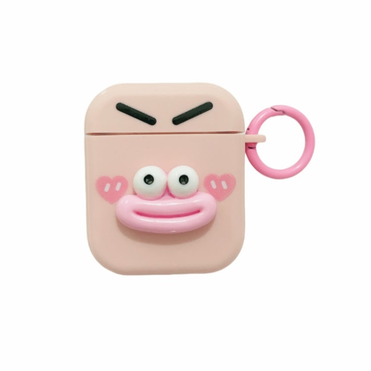 For AirPods 2 / 1 Fresh 3D Emoticon Pattern Skin Feel Earbuds Box PC Case(Pink) - For AirPods 1/2 by PMC Jewellery | Online Shopping South Africa | PMC Jewellery | Buy Now Pay Later Mobicred