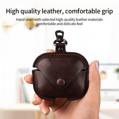 For Redmi Buds 5 Business Leather Earphone Protective Case with Hook(Dark Brown) - Xiaomi Earphone Case by PMC Jewellery | Online Shopping South Africa | PMC Jewellery | Buy Now Pay Later Mobicred