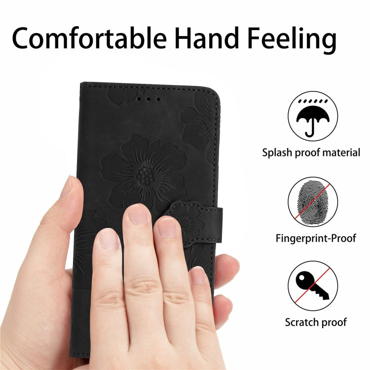 For Samsung Galaxy S25 5G Flower Embossing Pattern Leather Phone Case(Black) - Galaxy S25 5G Cases by PMC Jewellery | Online Shopping South Africa | PMC Jewellery | Buy Now Pay Later Mobicred