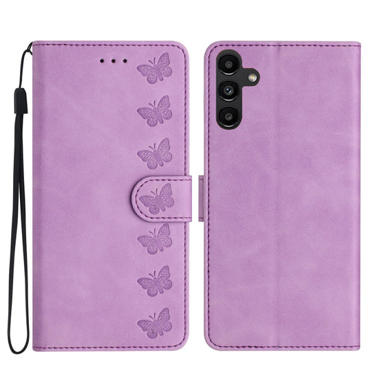 For Samsung Galaxy S25 5G Seven Butterflies Embossed Leather Phone Case(Purple) - Galaxy S25 5G Cases by PMC Jewellery | Online Shopping South Africa | PMC Jewellery | Buy Now Pay Later Mobicred