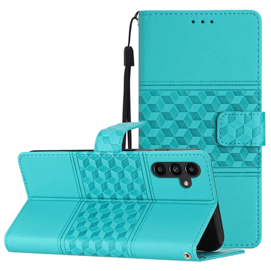 For Samsung Galaxy S25 5G Diamond Embossed Skin Feel Leather Phone Case(Blue) - Galaxy S25 5G Cases by PMC Jewellery | Online Shopping South Africa | PMC Jewellery | Buy Now Pay Later Mobicred