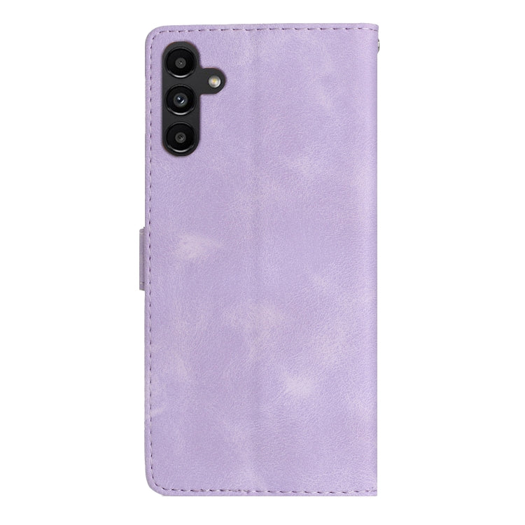 For Samsung Galaxy S25 5G Flower Butterfly Embossing Pattern Leather Phone Case(Purple) - Galaxy S25 5G Cases by PMC Jewellery | Online Shopping South Africa | PMC Jewellery | Buy Now Pay Later Mobicred