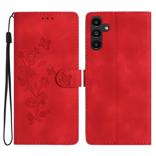 For Samsung Galaxy S25+ 5G Flower Butterfly Embossing Pattern Leather Phone Case(Red) - Galaxy S25+ 5G Cases by PMC Jewellery | Online Shopping South Africa | PMC Jewellery | Buy Now Pay Later Mobicred