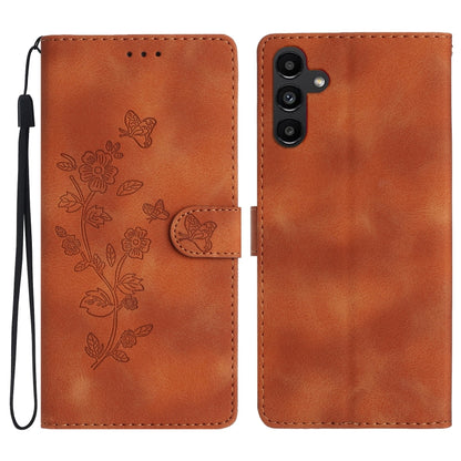 For Samsung Galaxy S25+ 5G Flower Butterfly Embossing Pattern Leather Phone Case(Brown) - Galaxy S25+ 5G Cases by PMC Jewellery | Online Shopping South Africa | PMC Jewellery | Buy Now Pay Later Mobicred