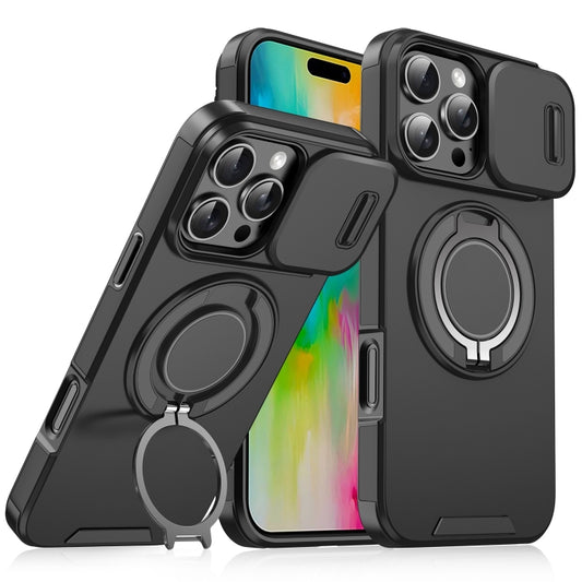 For iPhone 16 Pro Max Sliding Camshield Ring Holder Phone Case(Black) - iPhone 16 Pro Max Cases by PMC Jewellery | Online Shopping South Africa | PMC Jewellery | Buy Now Pay Later Mobicred