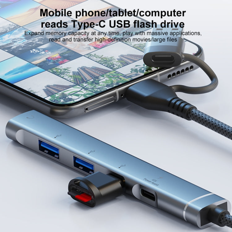 5 in 2 Multi-function HUB Adapter, Interface:USB-C / Type-C + USB-A(Silver) - USB HUB by PMC Jewellery | Online Shopping South Africa | PMC Jewellery | Buy Now Pay Later Mobicred