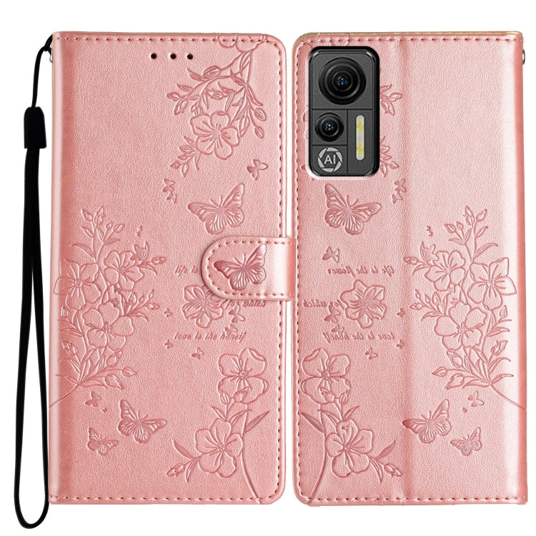 For Ulefone Note 14 Butterflies and Flowers Leather Phone Case(Rose Gold) - Ulefone Cases by PMC Jewellery | Online Shopping South Africa | PMC Jewellery | Buy Now Pay Later Mobicred