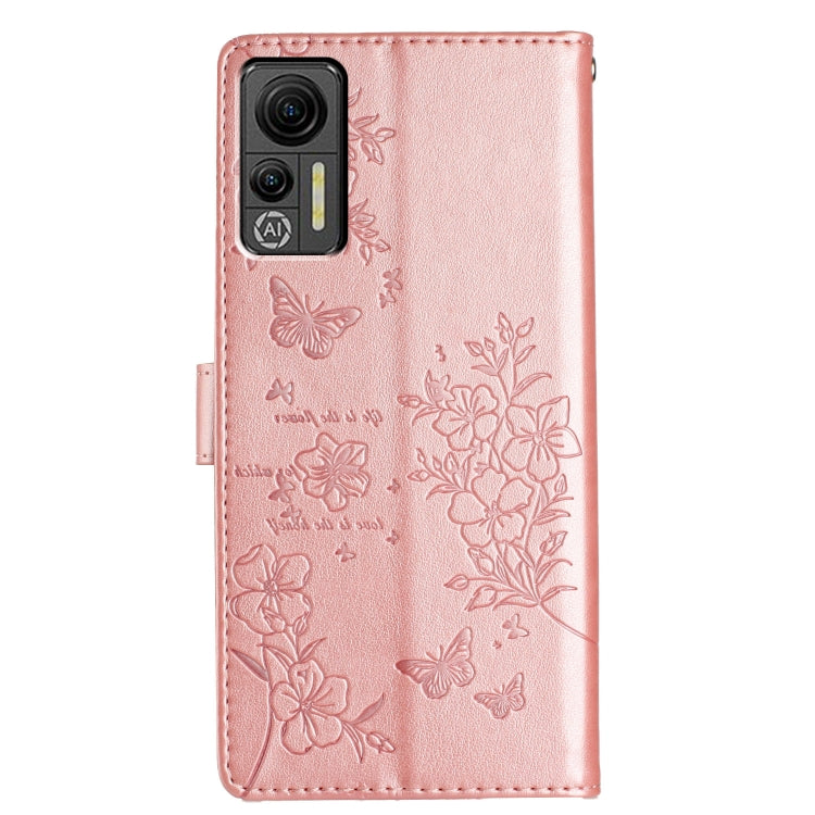 For Ulefone Note 14 Butterflies and Flowers Leather Phone Case(Rose Gold) - Ulefone Cases by PMC Jewellery | Online Shopping South Africa | PMC Jewellery | Buy Now Pay Later Mobicred