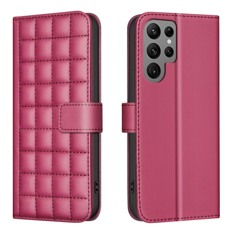 For Samsung Galaxy S25 Ultra 5G Square Texture Leather Phone Case(Red) - Galaxy S25 Ultra 5G Cases by PMC Jewellery | Online Shopping South Africa | PMC Jewellery | Buy Now Pay Later Mobicred