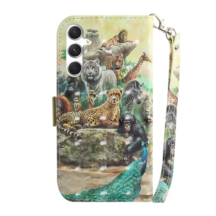 For Samsung Galaxy S25 5G 3D Colored Horizontal Flip Leather Phone Case(Zoo) - Galaxy S25 5G Cases by PMC Jewellery | Online Shopping South Africa | PMC Jewellery | Buy Now Pay Later Mobicred