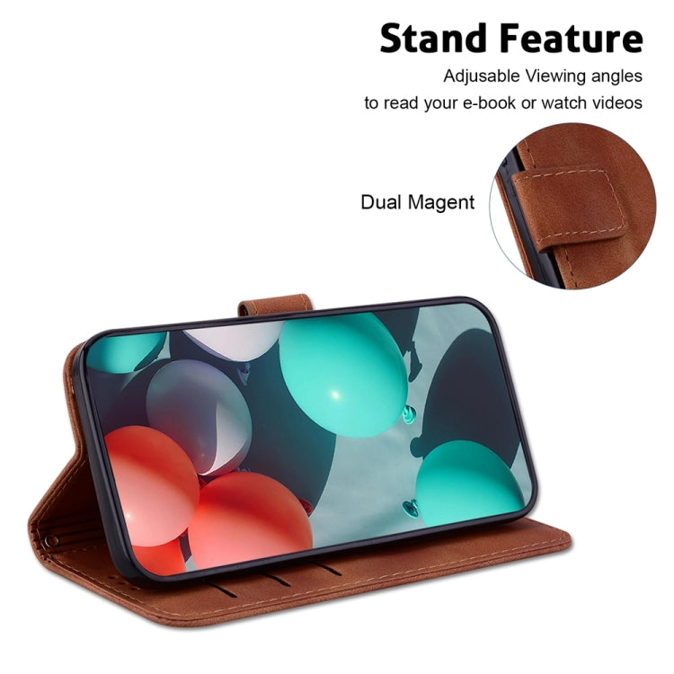 For Samsung Galaxy S25 5G Seven-shaped Embossed Leather Phone Case(Brown) - Galaxy S25 5G Cases by PMC Jewellery | Online Shopping South Africa | PMC Jewellery | Buy Now Pay Later Mobicred