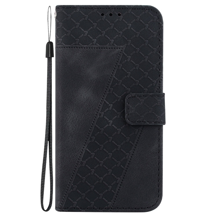 For Samsung Galaxy S25+ 5G Seven-shaped Embossed Leather Phone Case(Black) - Galaxy S25+ 5G Cases by PMC Jewellery | Online Shopping South Africa | PMC Jewellery | Buy Now Pay Later Mobicred