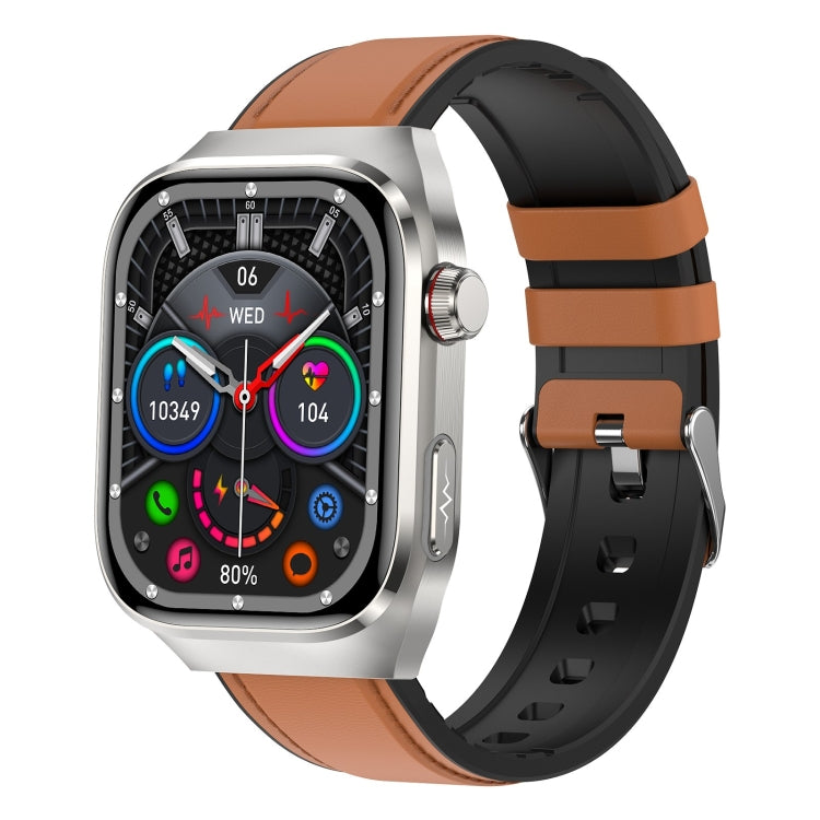 TK16 2.04 inch LCD Screen Leather Strap Smart Watch Supports Health Monitoring(Brown) - Smart Watches by PMC Jewellery | Online Shopping South Africa | PMC Jewellery | Buy Now Pay Later Mobicred