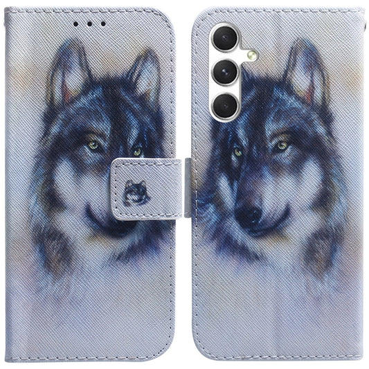 For Samsung Galaxy S25 5G Coloured Drawing Flip Leather Phone Case(White Wolf) - Galaxy S25 5G Cases by PMC Jewellery | Online Shopping South Africa | PMC Jewellery | Buy Now Pay Later Mobicred