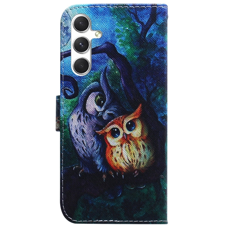 For Samsung Galaxy S25 5G Coloured Drawing Flip Leather Phone Case(Oil Painting Owl) - Galaxy S25 5G Cases by PMC Jewellery | Online Shopping South Africa | PMC Jewellery | Buy Now Pay Later Mobicred