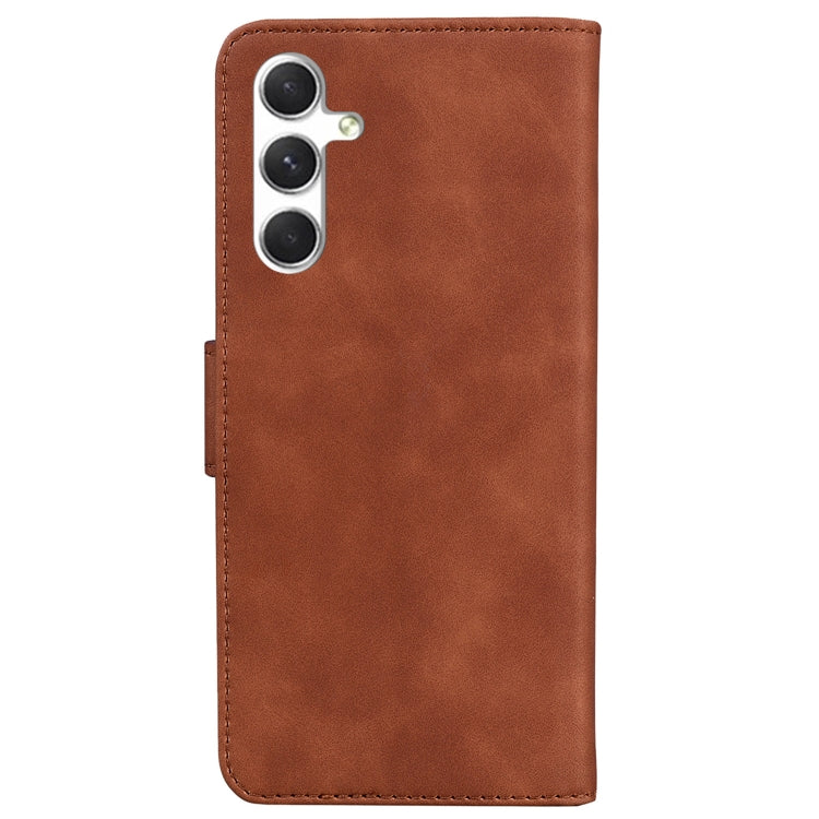 For Samsung Galaxy S25+ 5G Skin Feel Pure Color Flip Leather Phone Case(Brown) - Galaxy S25+ 5G Cases by PMC Jewellery | Online Shopping South Africa | PMC Jewellery | Buy Now Pay Later Mobicred