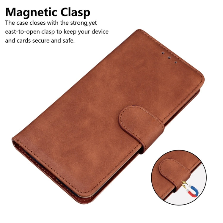 For Samsung Galaxy S25+ 5G Skin Feel Pure Color Flip Leather Phone Case(Brown) - Galaxy S25+ 5G Cases by PMC Jewellery | Online Shopping South Africa | PMC Jewellery | Buy Now Pay Later Mobicred