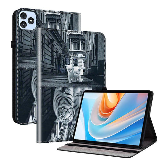 For itel VistaTab 30 Crystal Texture Painted Leather Smart Tablet Case(Cat Reflection Tiger) - Others by PMC Jewellery | Online Shopping South Africa | PMC Jewellery | Buy Now Pay Later Mobicred