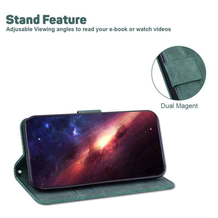 For Samsung Galaxy S25 5G Geometric Embossed Leather Phone Case(Green) - Galaxy S25 5G Cases by PMC Jewellery | Online Shopping South Africa | PMC Jewellery | Buy Now Pay Later Mobicred