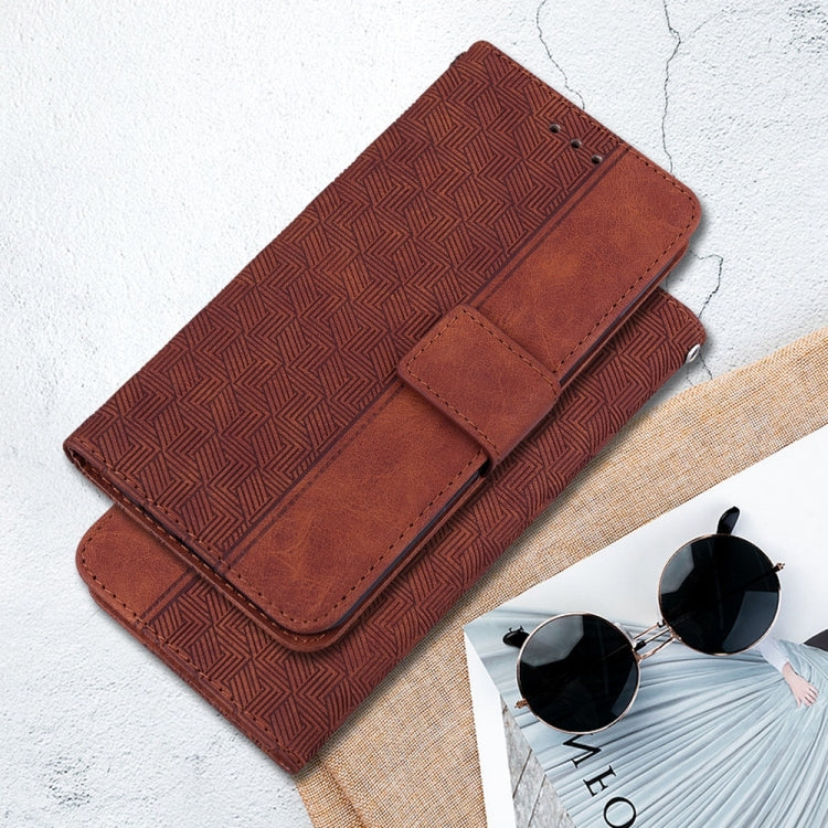 For Samsung Galaxy S25+ 5G Geometric Embossed Leather Phone Case(Brown) - Galaxy S25+ 5G Cases by PMC Jewellery | Online Shopping South Africa | PMC Jewellery | Buy Now Pay Later Mobicred