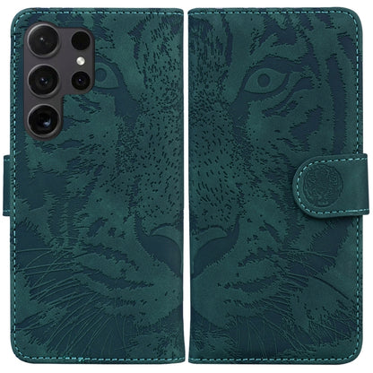 For Samsung Galaxy S25 Ultra 5G Tiger Embossing Pattern Flip Leather Phone Case(Green) - Galaxy S25 Ultra 5G Cases by PMC Jewellery | Online Shopping South Africa | PMC Jewellery | Buy Now Pay Later Mobicred