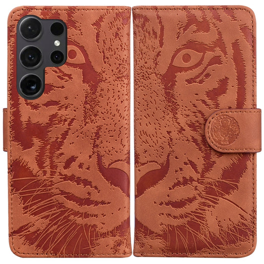 For Samsung Galaxy S25 Ultra 5G Tiger Embossing Pattern Flip Leather Phone Case(Brown) - Galaxy S25 Ultra 5G Cases by PMC Jewellery | Online Shopping South Africa | PMC Jewellery | Buy Now Pay Later Mobicred