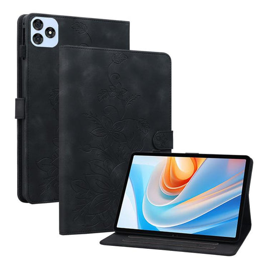 For itel VistaTab 30 Lily Embossed Leather Tablet Case(Black) - Others by PMC Jewellery | Online Shopping South Africa | PMC Jewellery | Buy Now Pay Later Mobicred