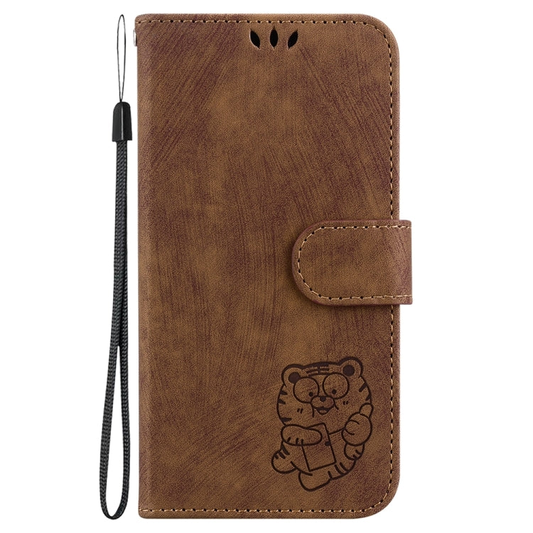 For Samsung Galaxy S25 5G Little Tiger Embossed Leather Phone Case(Brown) - Galaxy S25 5G Cases by PMC Jewellery | Online Shopping South Africa | PMC Jewellery | Buy Now Pay Later Mobicred