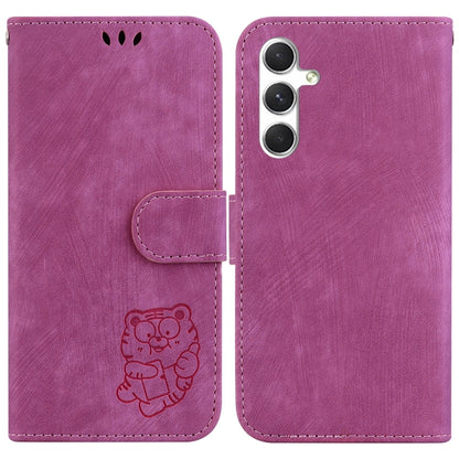 For Samsung Galaxy S25 5G Little Tiger Embossed Leather Phone Case(Rose Red) - Galaxy S25 5G Cases by PMC Jewellery | Online Shopping South Africa | PMC Jewellery | Buy Now Pay Later Mobicred