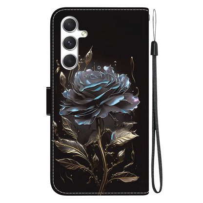 For Samsung Galaxy S25 5G Crystal Texture Colored Drawing Leather Phone Case(Black Rose) - Galaxy S25 5G Cases by PMC Jewellery | Online Shopping South Africa | PMC Jewellery | Buy Now Pay Later Mobicred