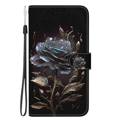 For Samsung Galaxy S25+ 5G Crystal Texture Colored Drawing Leather Phone Case(Black Rose) - Galaxy S25+ 5G Cases by PMC Jewellery | Online Shopping South Africa | PMC Jewellery | Buy Now Pay Later Mobicred